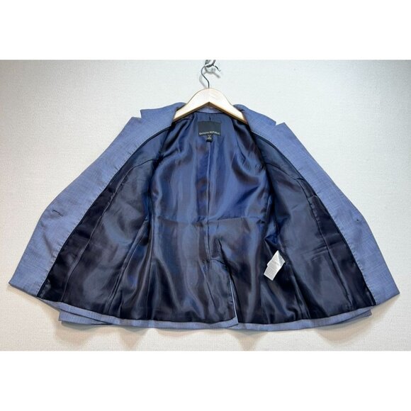 Banana Republic Inverted Collar Blazer Jacket Womens 4 Petite Blue One Button - Picture 9 of 13